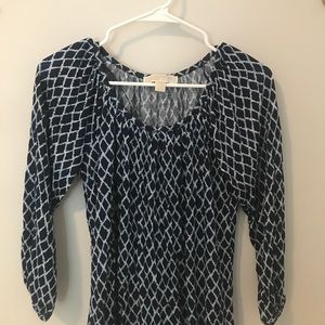 navy and white blouse micheal kors